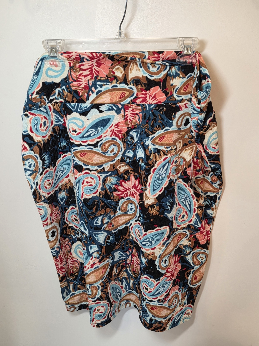 LuLaRoe Cassie Pencil Skirt Women 3XL Teal Turquoise Pink Brown Paisley NWT